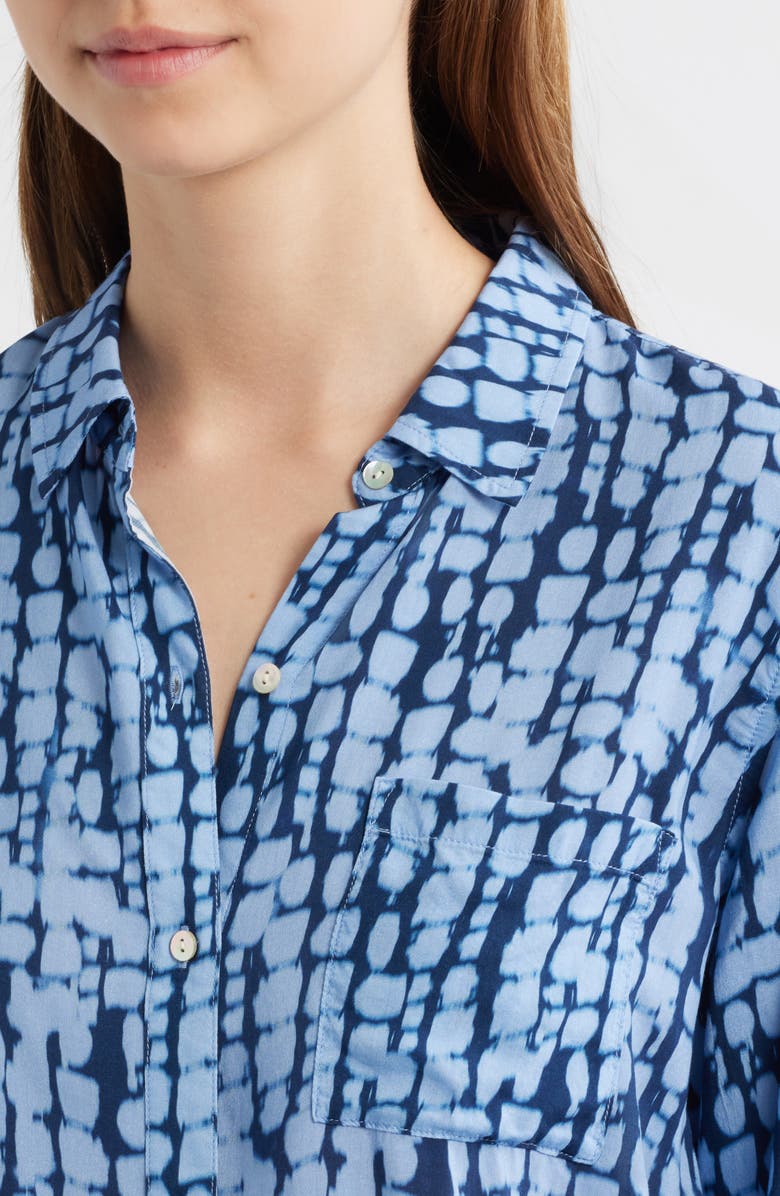 Rails Josephine Ikat Print Button-Up Shirt, Alternate, color, Indigo Shibori