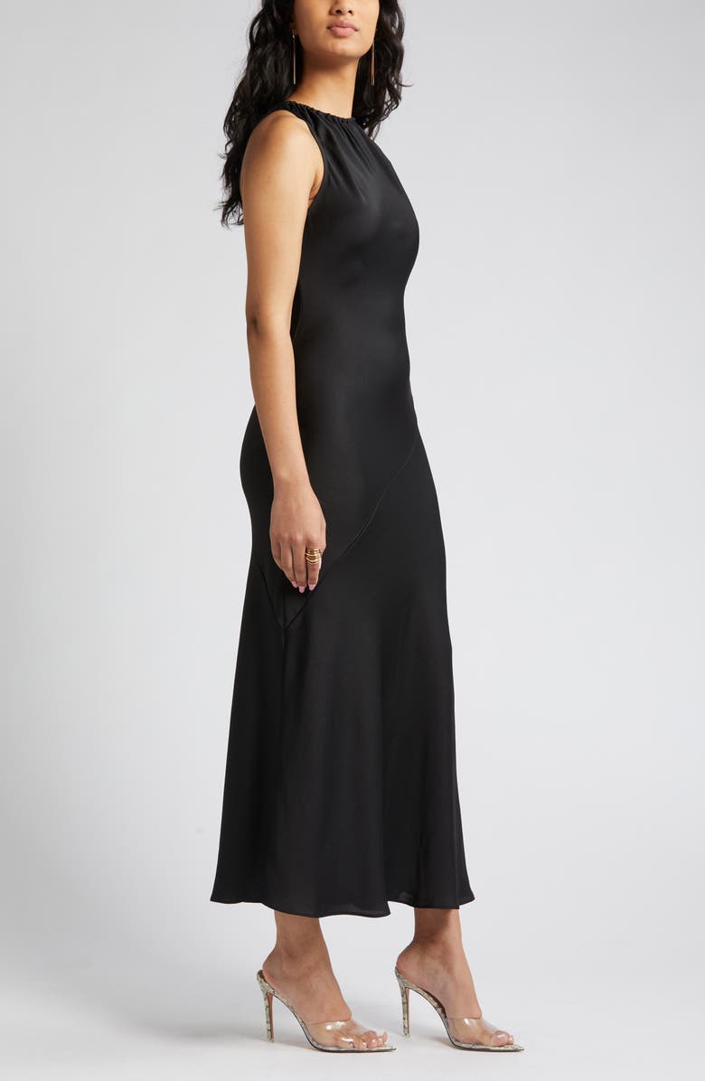 Open Edit Women's Halter Neck Satin Midi Dress, Alternate, color,