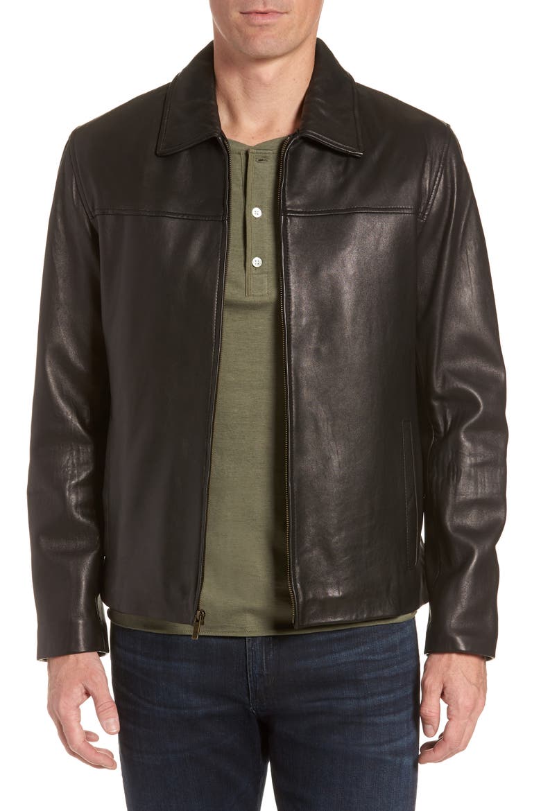 Lambskin Leather Jacket, Main, color, BLACK