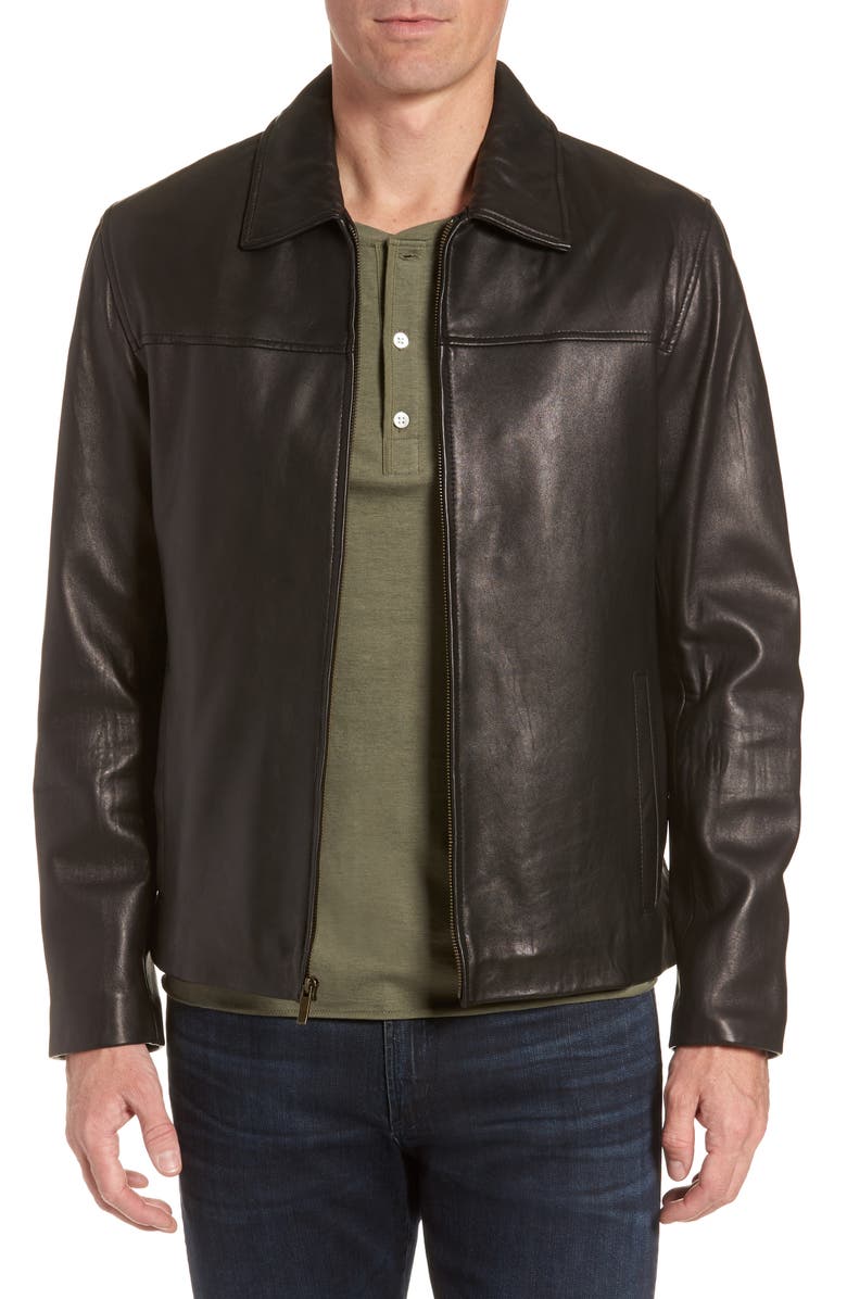 Cole Haan Lambskin Leather Jacket, Main, color, 