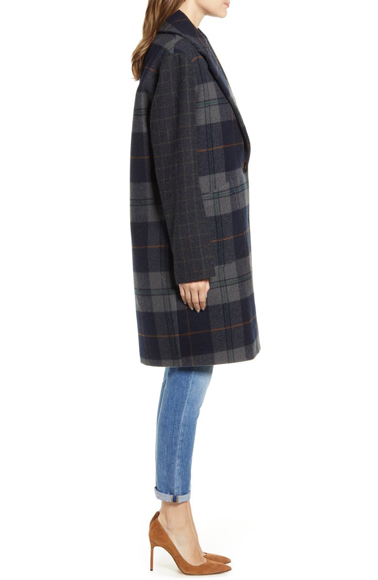 KENDALL + KYLIE Plaid Brushed Wool Coat, Alternate, color,