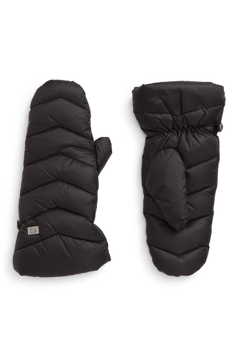 Julia Down Puffer Gloves, Main, color, BLACK