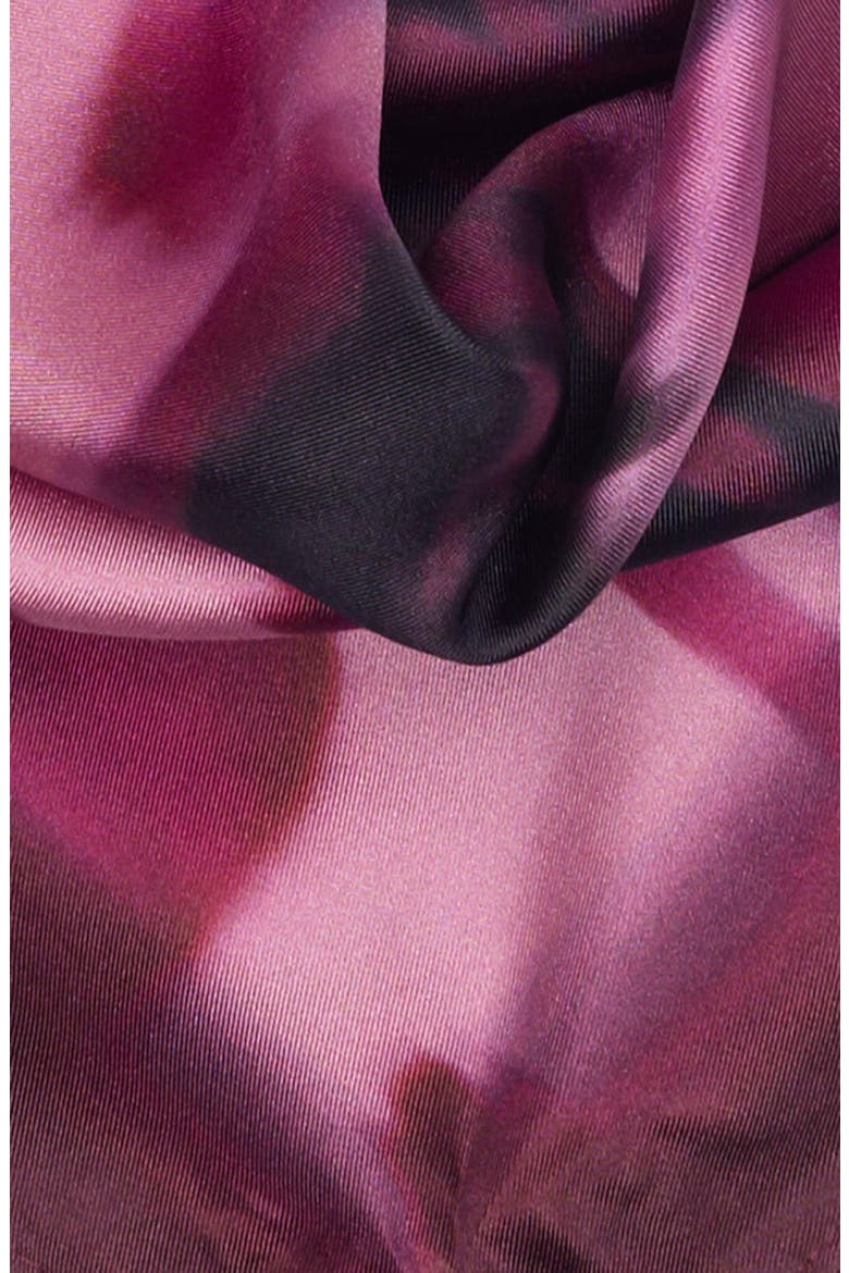Print Silk Square Scarf, Alternate, color, BURGUNDY BLURRED FLORAL