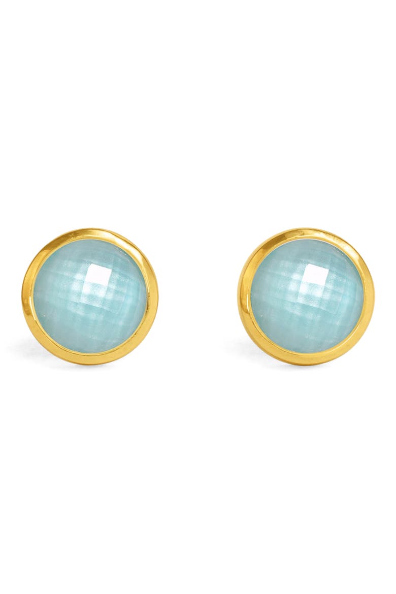 Signature Midi Stud Earrings, Alternate, color, IRIDESCENT SKY BLUE/ GOLD