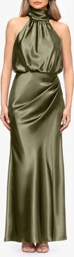 Betsy & Adam Halter Charmeuse Gown