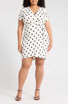 Renee C Polka Dot Short Sleeve Wrap Dress