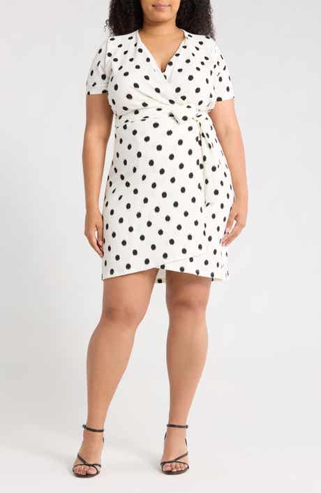 Polka Dot Short Sleeve Wrap Dress