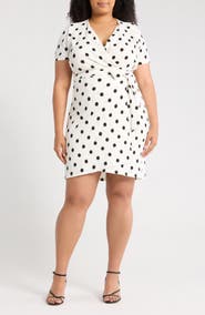Renee C Polka Dot Short Sleeve Wrap Dress