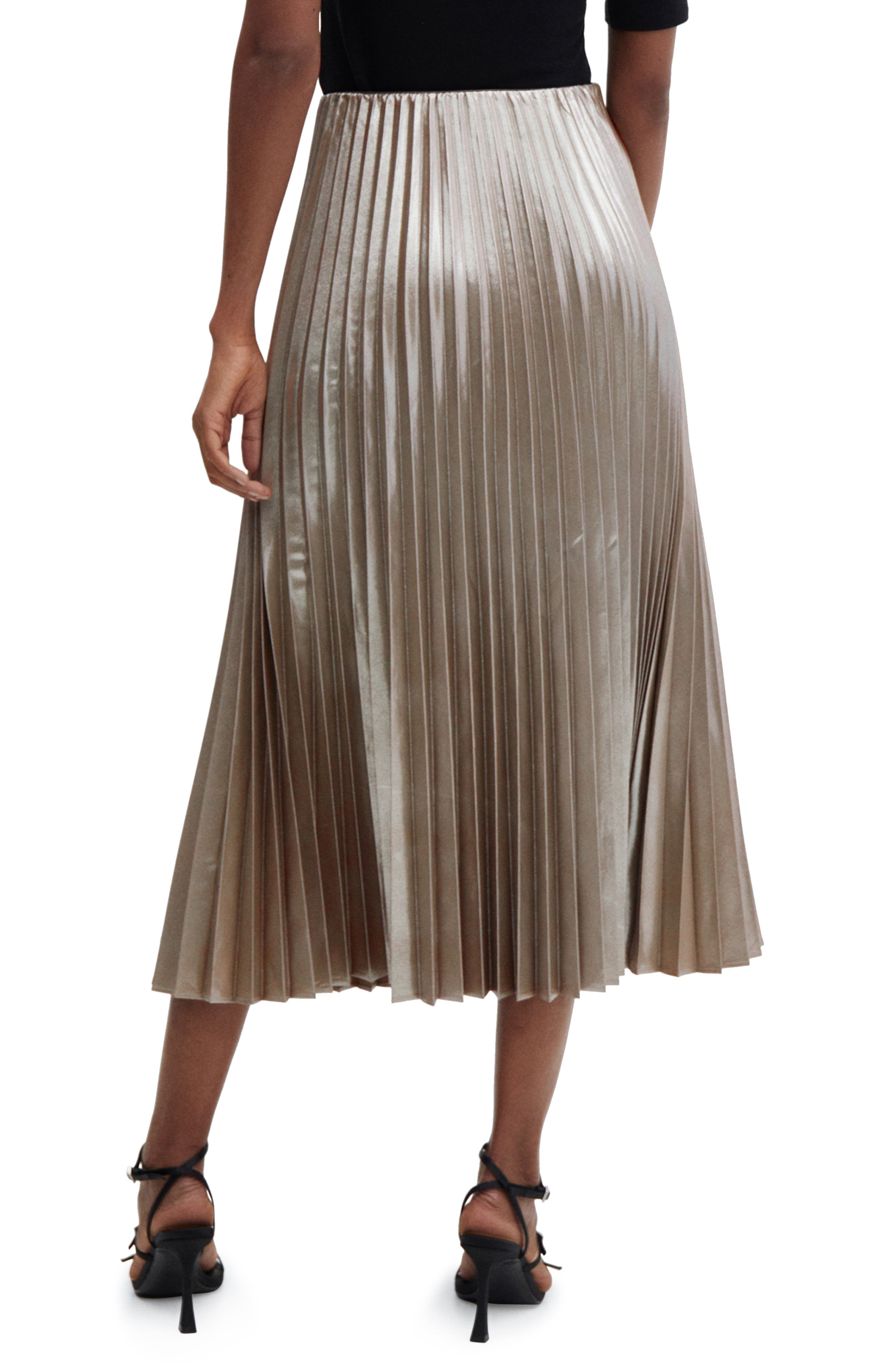 Disco Metallic Pleated Midi Skirt - image 2