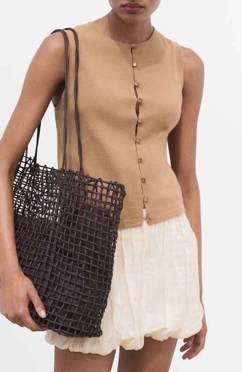Mango Fine Knit Sweater Vest In Brown