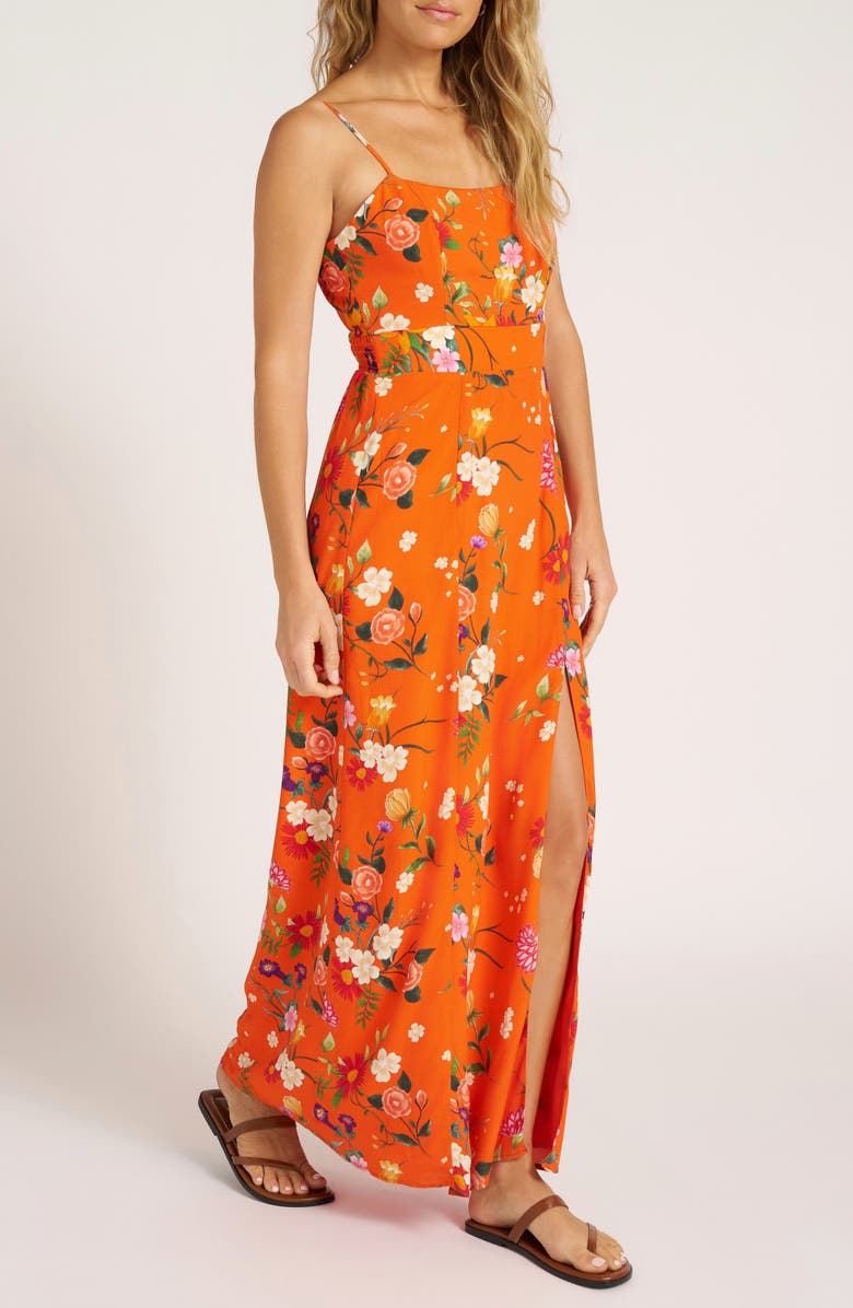matty m. Floral Print Satin Maxi Dress, Alternate, color, 