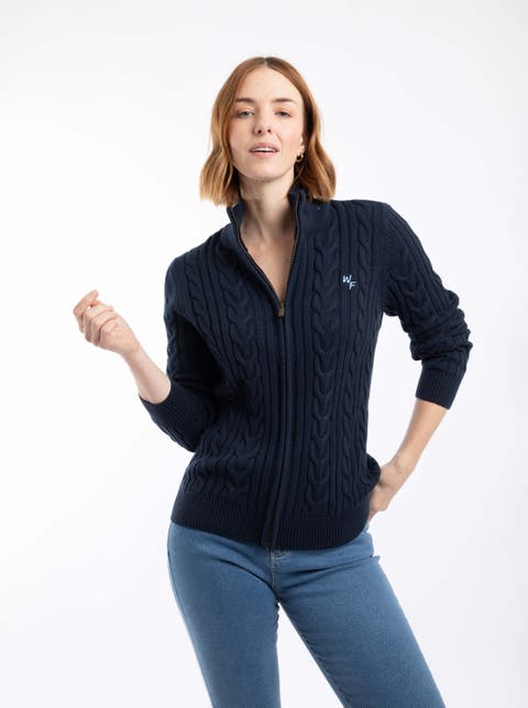 Lunenne Full Zip Cable Knit Cardigan