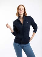 Weird Fish Lunenne Full Zip Cable Knit Cardigan