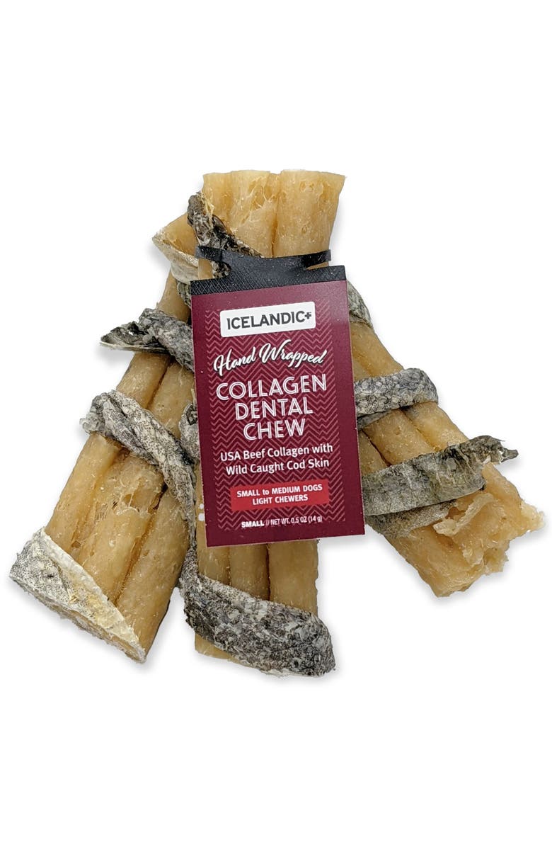 ICELANDIC+ Beef Collagen Dental Chew Stick Wrapped with Fish 4" Dog Treat, Main, color, Multicolored
