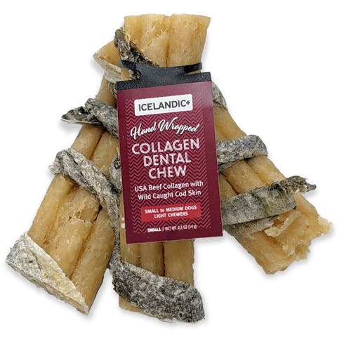 Beef Collagen Dental Chew Stick Wrapped with Fish 4" Dog Treat