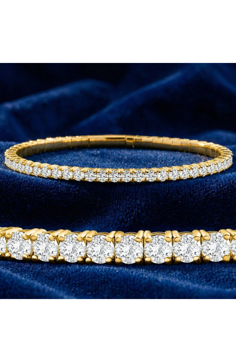 Bliss Diamond 3Ct Flexible Round Cut Diamond Bangle Tennis Bracelet Lab Grown 14k Gold, Alternate, color, Yellow Gold