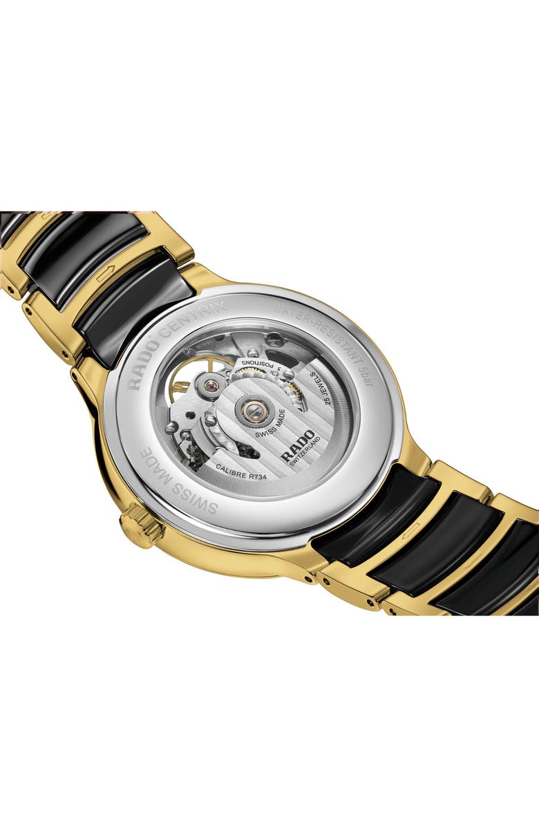 RADO Centrix Open Heart Automatic Ceramic Bracelet Watch, 39.5mm, Alternate, color, Green