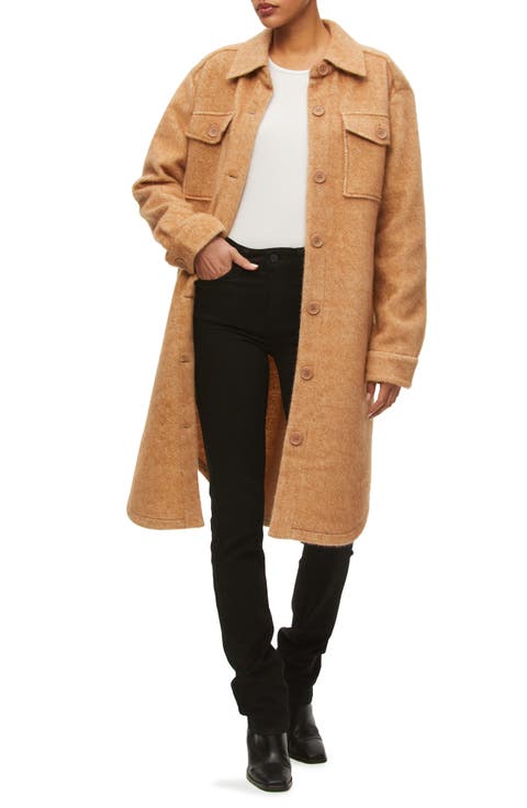 Gwen Herringbone Longline Shirt Jacket