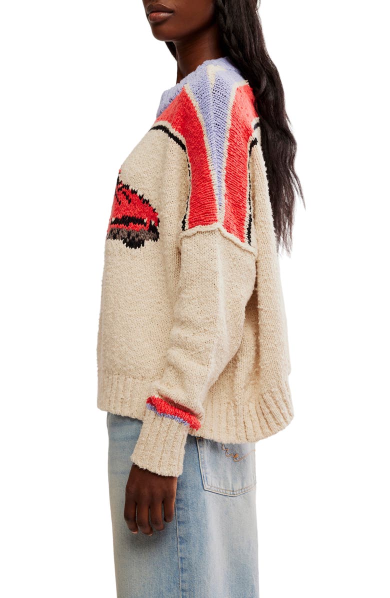 Free People Fast Lane Oversize Sweater, Alternate, color, Race Car Combo