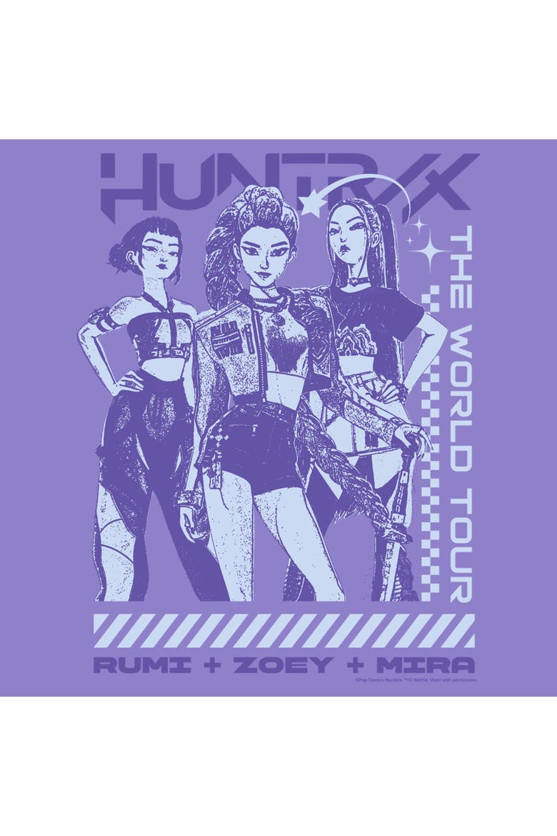 Men's KPop Demon Hunters Rumi Zoey Mira Tour  Graphic T-Shirt, Alternate, color, Violet