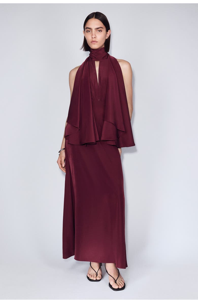 H&M Cape-sleeved Kaftan Dress, Alternate, color, Burgundy