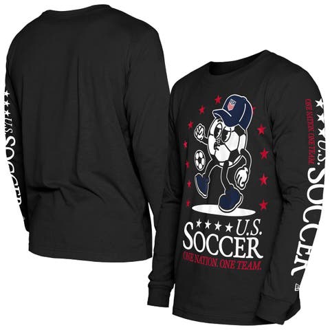Men's New Era Black USMNT Old School Sport Long Sleeve T-Shirt