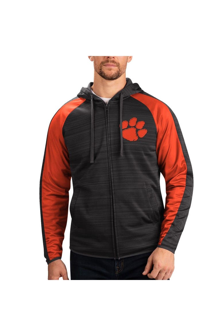 Men's G-III Sports by Carl Banks Black Clemson Tigers Neutral Zone Raglan Full-Zip Track Jacket Hoodie, Main, color, Black