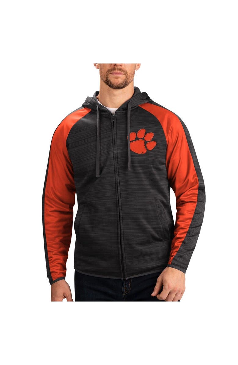 G-III SPORTS BY CARL BANKS Men's G-III Sports by Carl Banks Black Clemson Tigers Neutral Zone Raglan Full-Zip Track Jacket Hoodie, Main, color, Black
