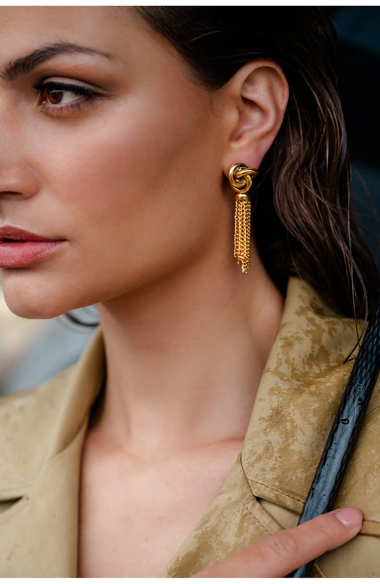CHRISTINA CARUSO Tassel Knot Drop Earrings, Alternate, color, 14K Gold