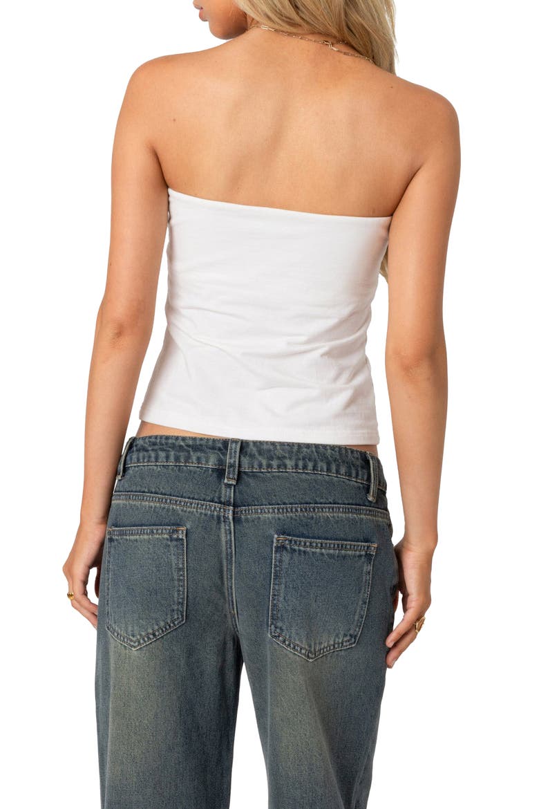 Lace Bow Detail Tube Top, Alternate, color, WHITE