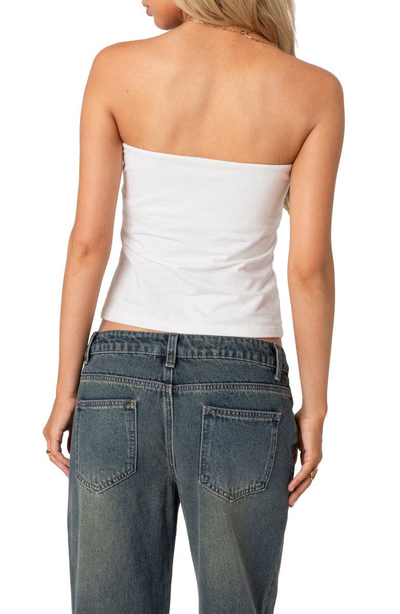 EDIKTED Lace Bow Detail Tube Top, Alternate, color, White
