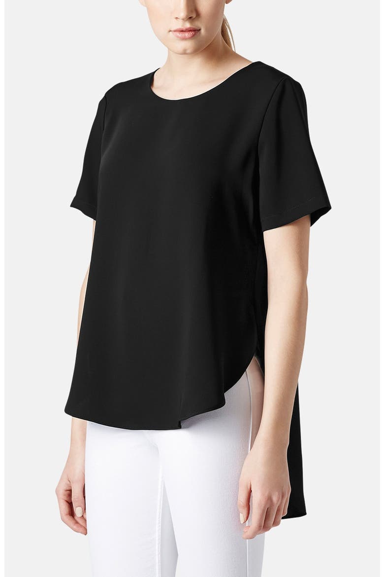 Split Side High/Low Top, Main, color, BLACK