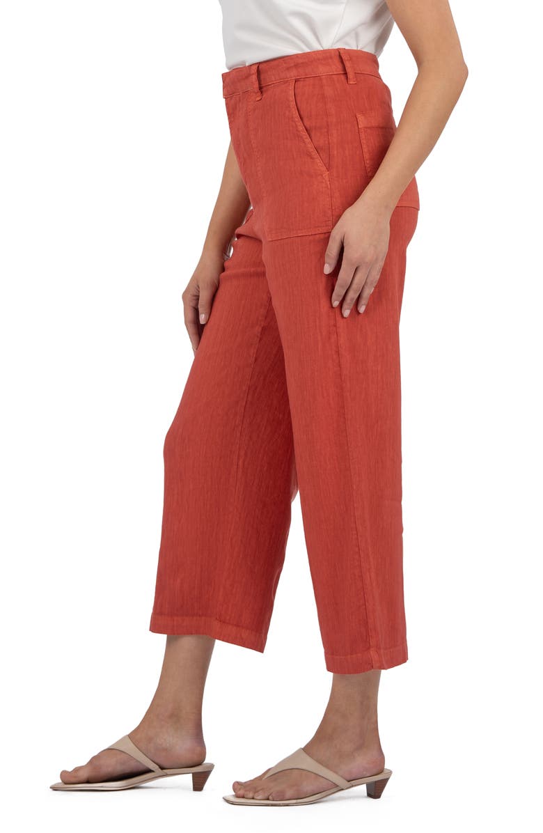 KUT from the Kloth Topaz High Waist Crop Wide Leg Linen Blend Pants, Alternate, color, Clay