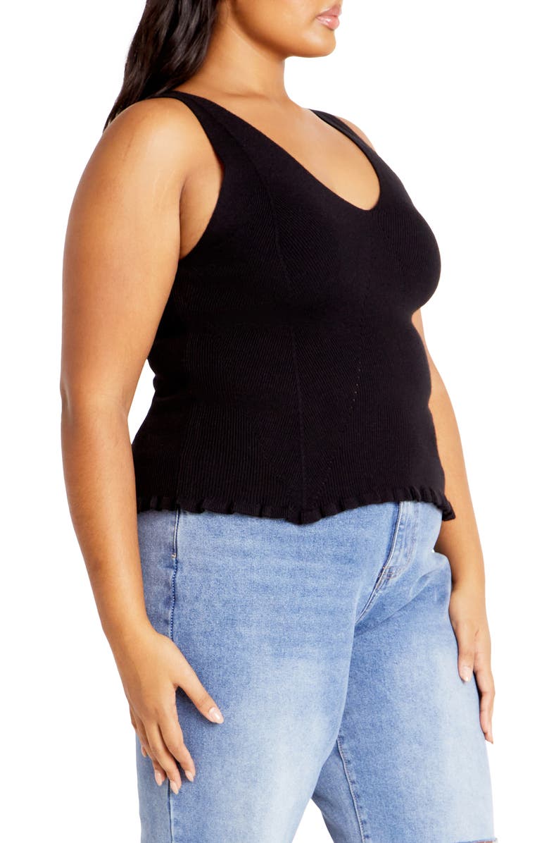 City Chic Sarah Ribbed Tank Top, Alternate, color, Black