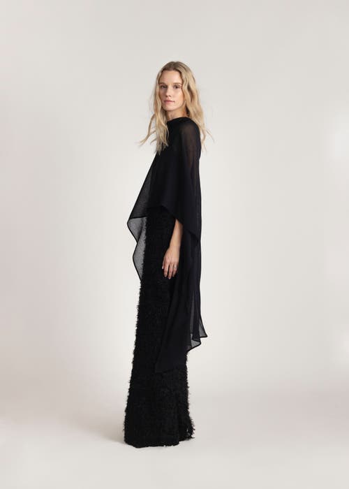 Alas High Neck Bridal Cape In Black