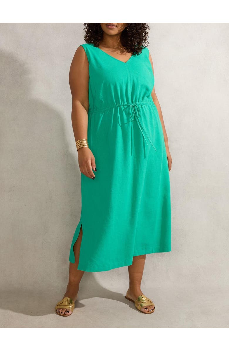 Live Unlimited Linen Blend Drawstring Dress, Alternate, color, Green