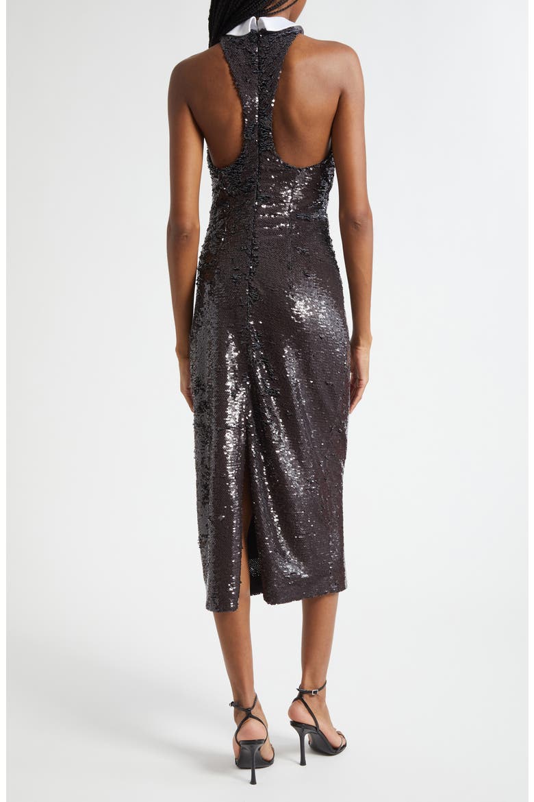 Lilith Sequin Poplin Collar Sleeveless Midi Dress, Alternate, color, BLACK/ WHITE CONTRAST