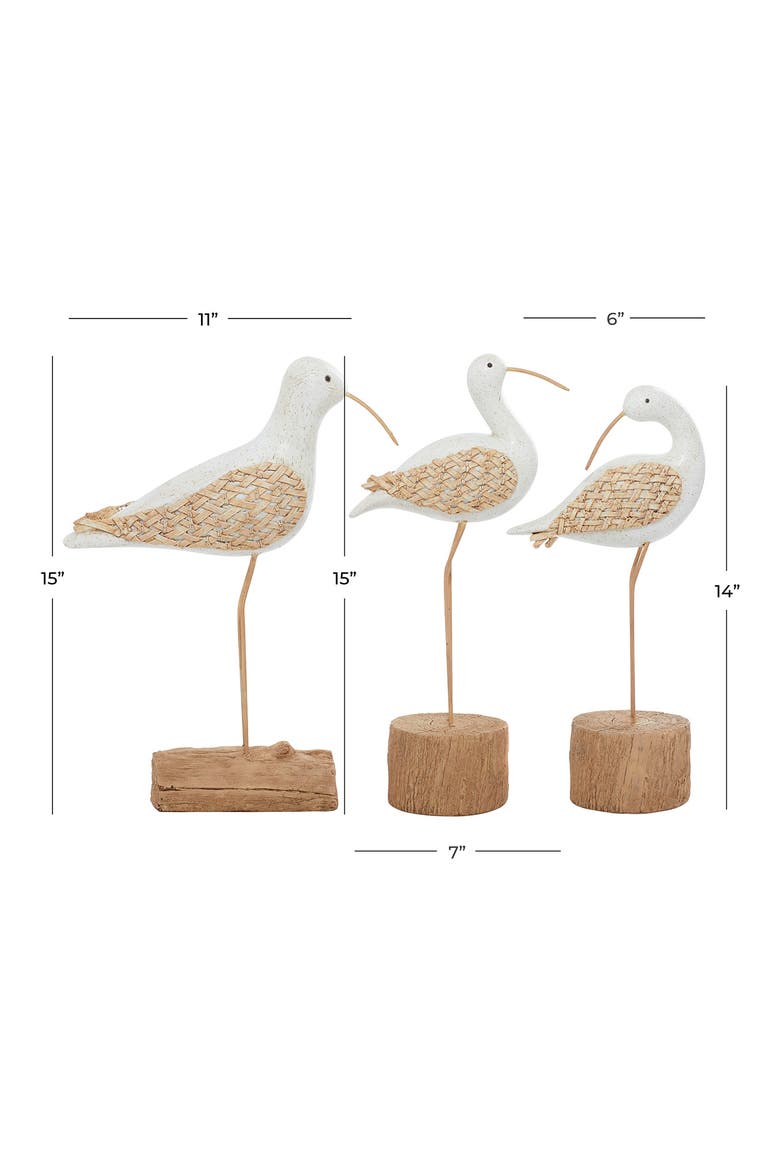 White Polystone Bird Sculpture - Set of 3, Alternate, color, WHITE
