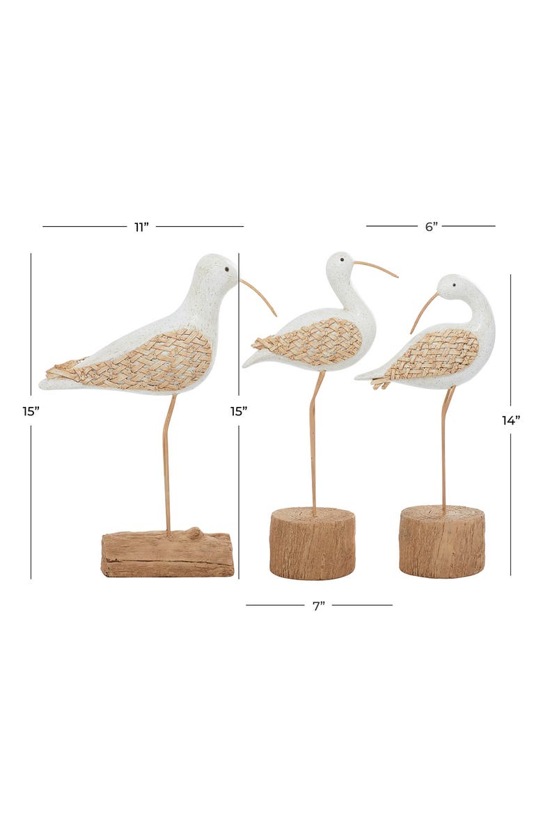 VIVIAN LUNE HOME White Polystone Bird Sculpture - Set of 3, Alternate, color, White
