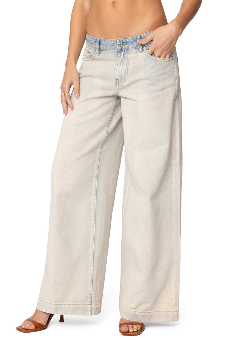 Rhiannon Washed Low Rise Wide Leg Jeans, Main, color, LIGHT-DENIM