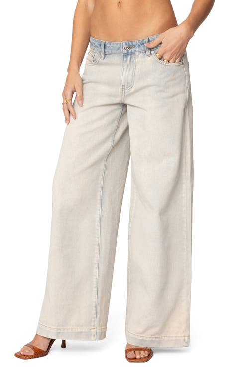 Rhiannon Washed Low Rise Wide Leg Jeans