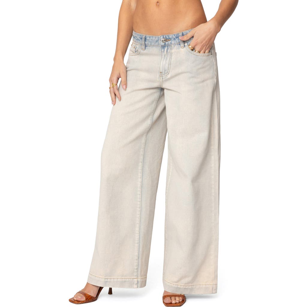 Shop Edikted Rhiannon Washed Low Rise Wide Leg Jeans