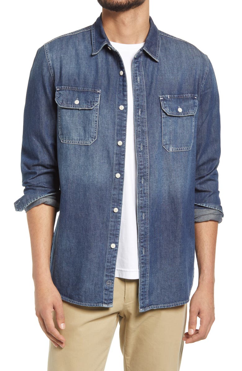 AG Benning Chambray Slim Fit Utility Shirt, Main, color, Nucleus