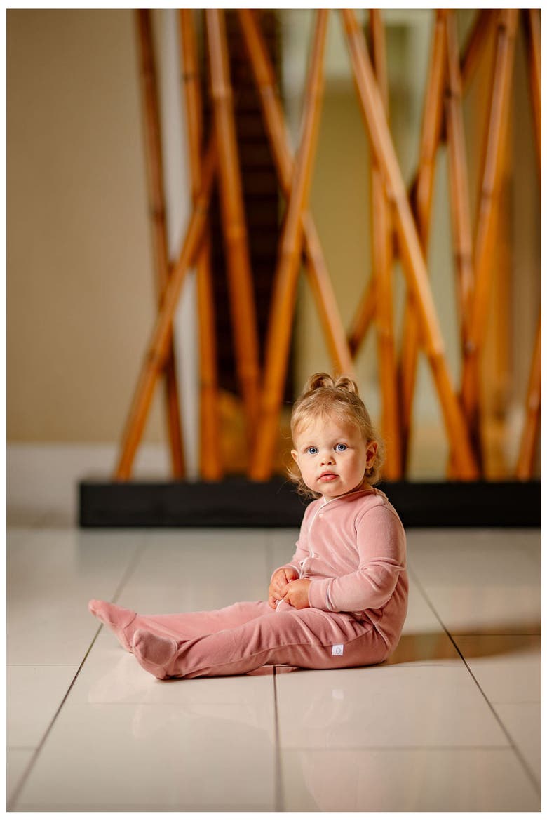 Girls Velour Footie, Alternate, color, Pink