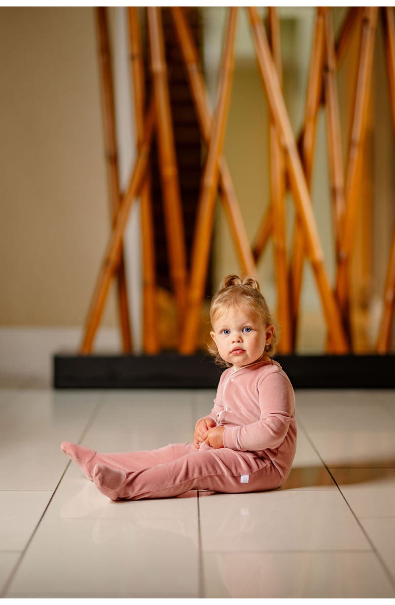 Pouf Girls Velour Footie, Alternate, color, Pink