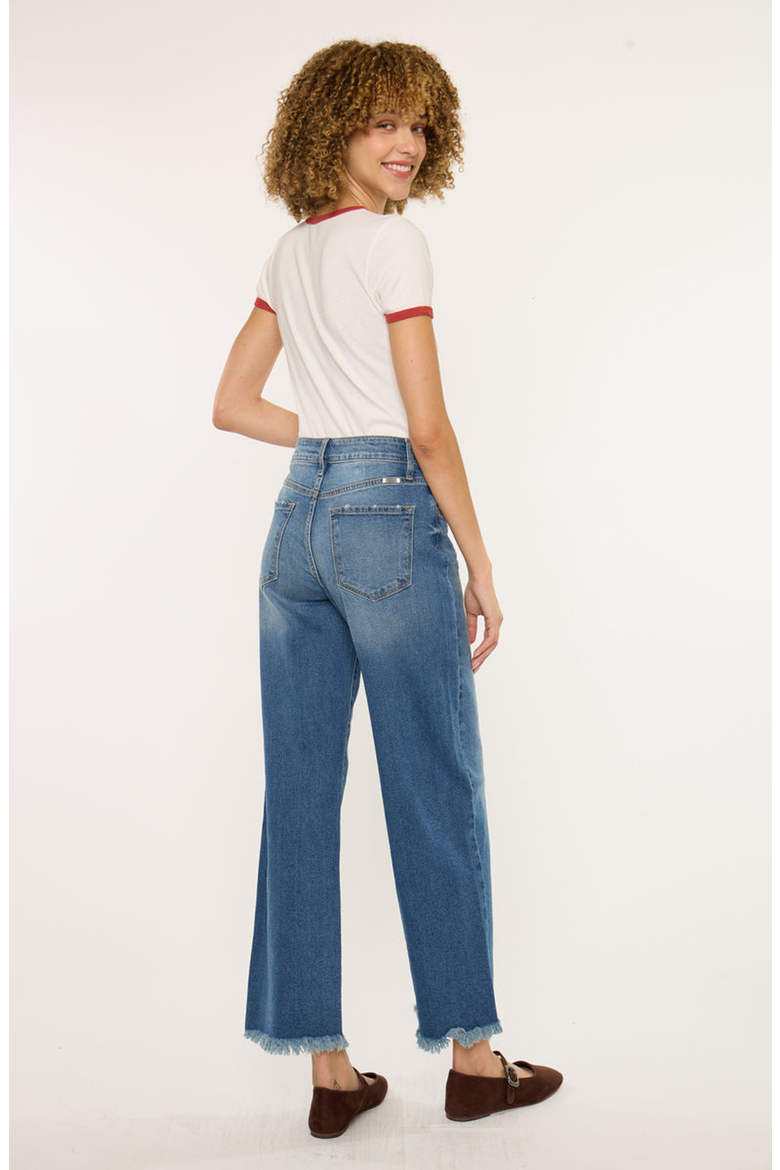 Aruli Essentials High Rise Cropped Wide Leg Jeans, Alternate, color, Medium Wash