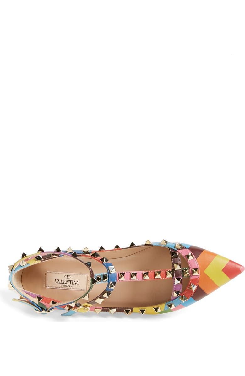 Valentino Garavani 'Rockstud' T-Strap Ballet Flat, Alternate, color,