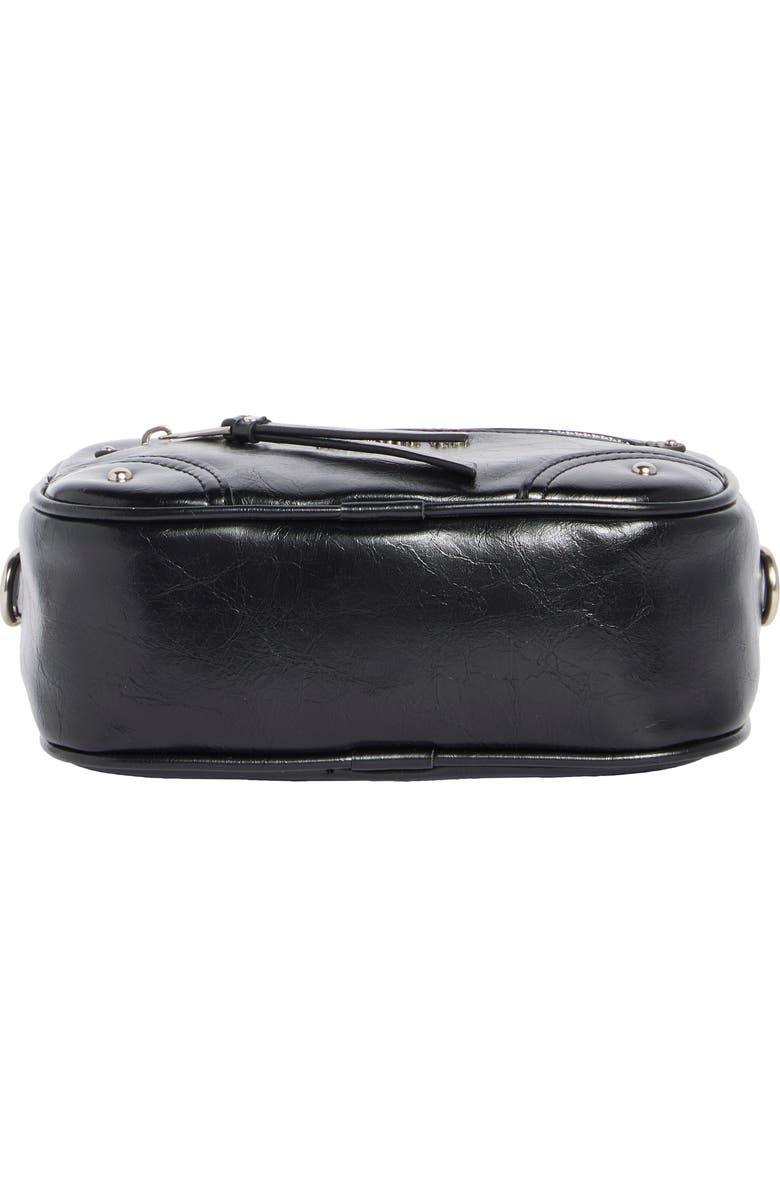 Madden Girl Crinkle Faux Leather Camera Crossbody Bag with Pouch, Alternate, color, Black