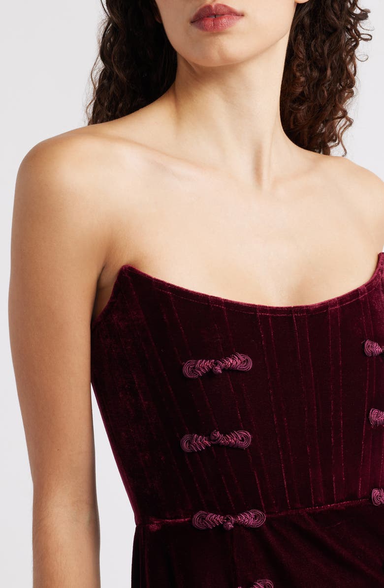 SAU LEE Vesper Strapless Velvet Gown, Alternate, color, Bordeaux