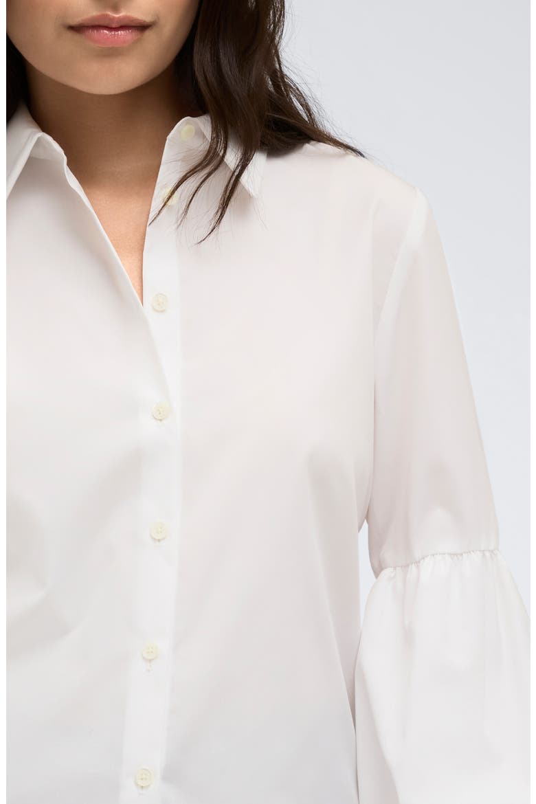 Balloon Sleeve Button-Up Shirt, Alternate, color, PURE WHITE